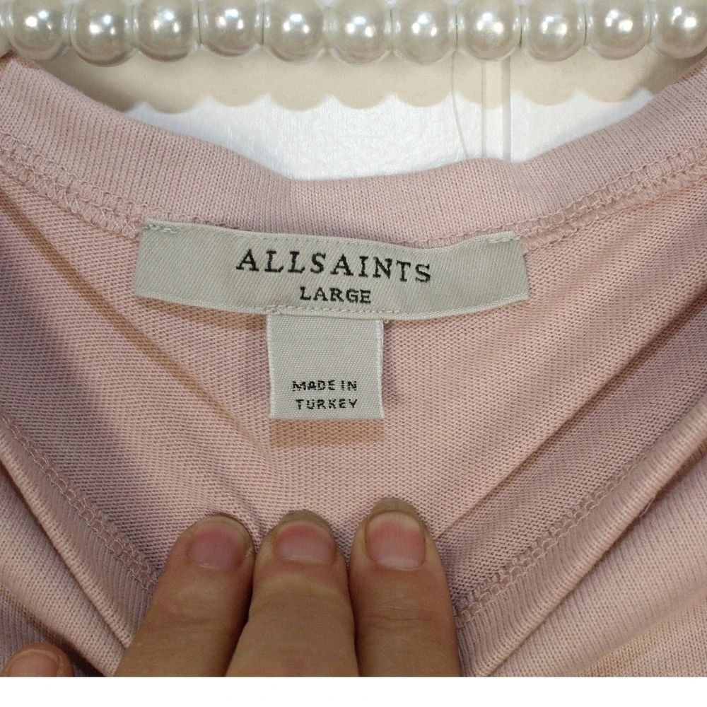 Allsaints NWT Rita Oversized Long Sleeve Boatneck Tee in Mauve Pink Size Large - Picture 5 of 8